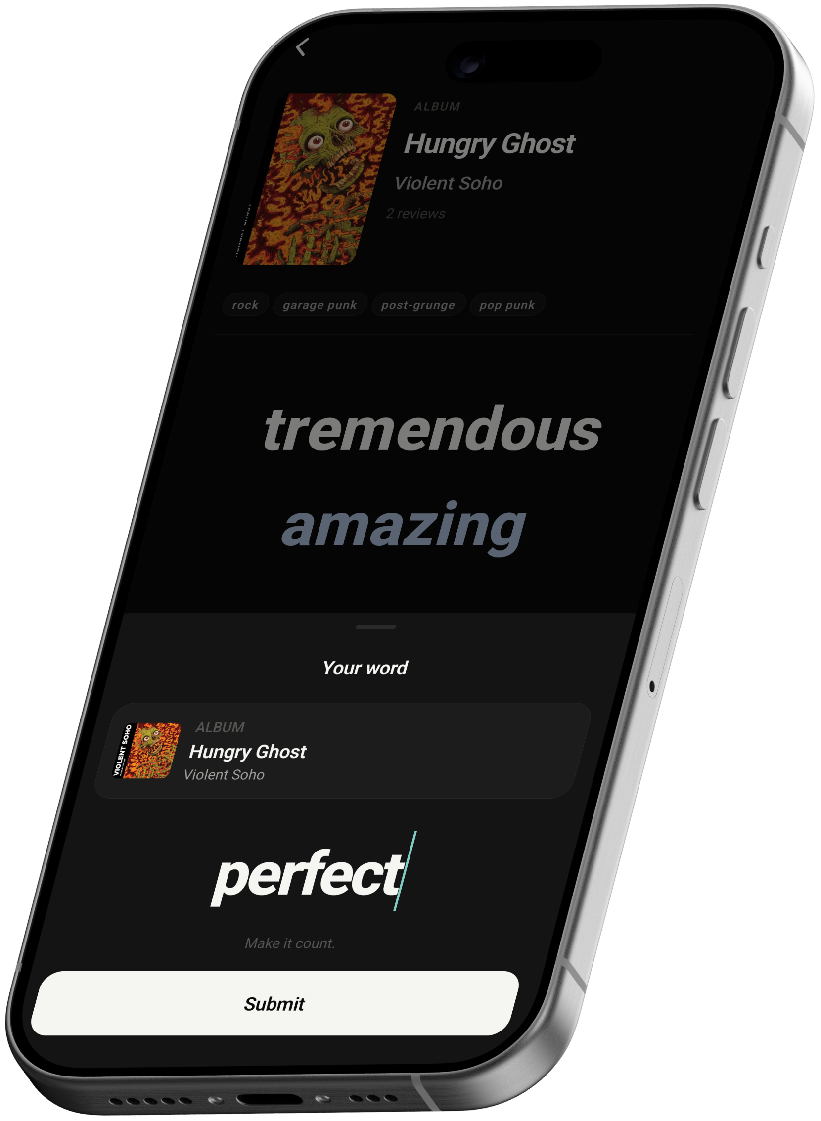 Terse review screen